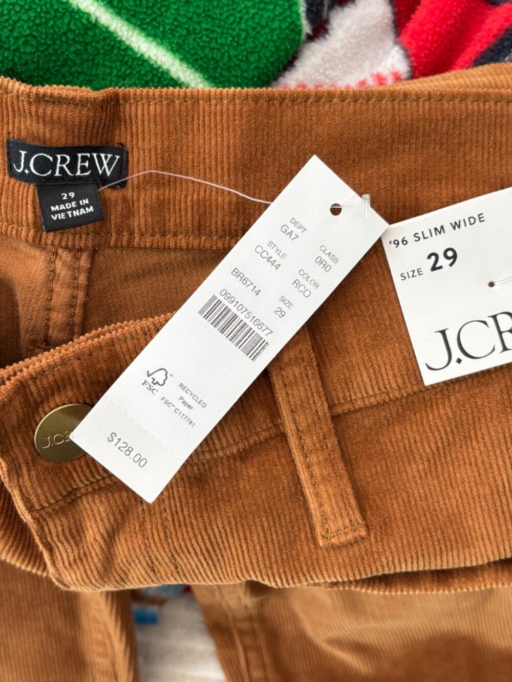 NWT J.CREW Sailor Slim Wide Stretch Corduroy Pants in Rich Coffee SZ 29 - Picture 6 of 10
